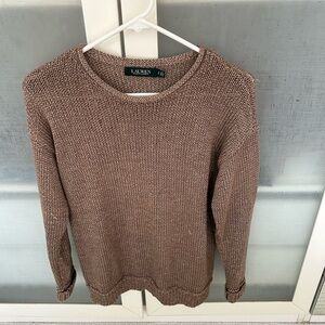 LRL Ralph Lauren Gold Knit Pullover Sweater. Crewneck light knit sweater